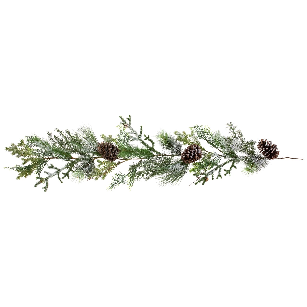 Northlight Frosted Mixed Pine and Cedar with Pinecones Artificial Christmas Garland - 5' x 10" - Unlit